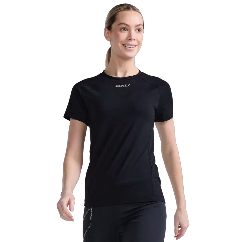 2XU Ignition Base Layer T-shirt, Black/Silver Reflective, XL