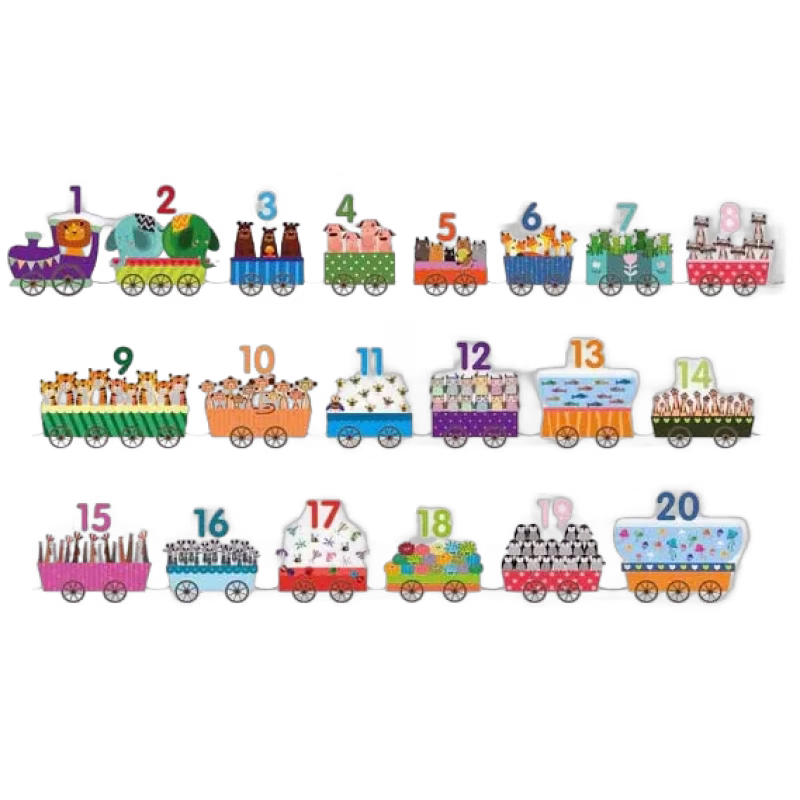 Barbo Toys 123 Pussel Tåg med Djur 20 Bitar