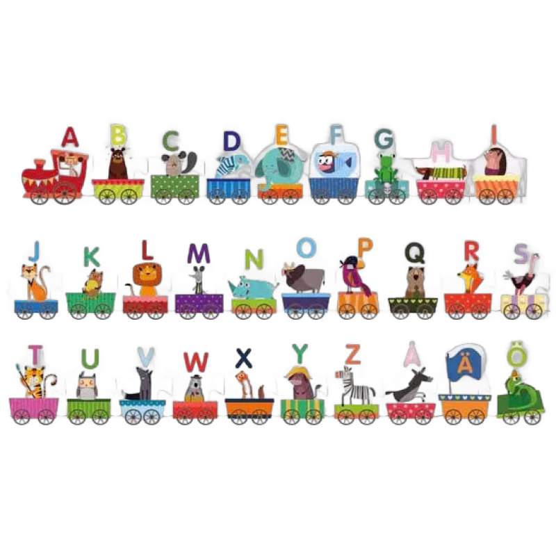 Barbo Toys ABC Pussel Tåg med Djur 29 Bitar