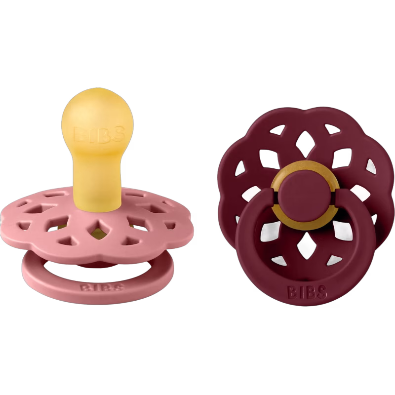 BIBS Boheme Napp 2-Pack Latex Stl 1 Rund, Dusty Pink/Elderberry