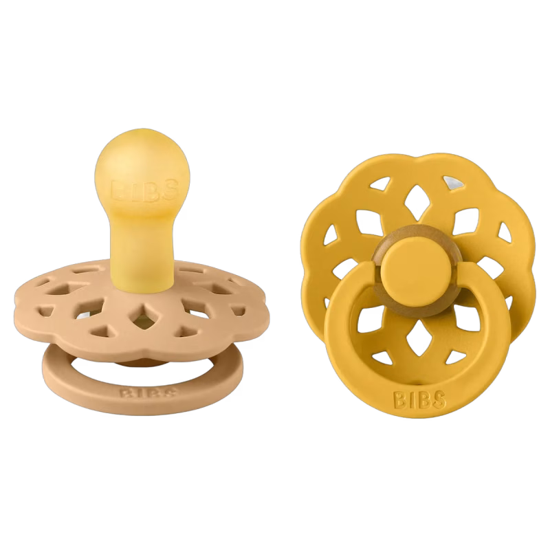 BIBS Boheme Napp 2-pack Latex Stl 1 Rund, Sand/Honey Bee