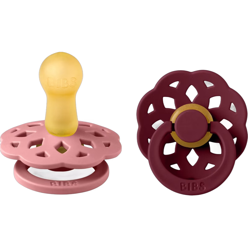 BIBS Boheme Napp 2-Pack Latex Stl 2 Rund, Dusty Pink/Elderberry