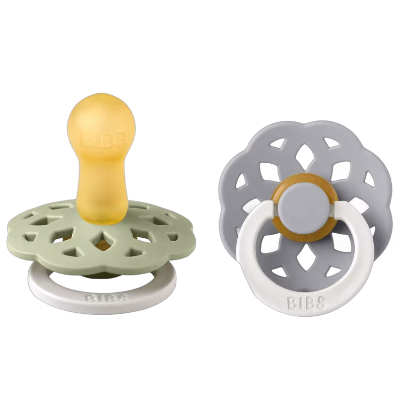 BIBS Boheme Napp 2-pack Latex Stl 2 Rund, Sage Glow/Cloud Glow