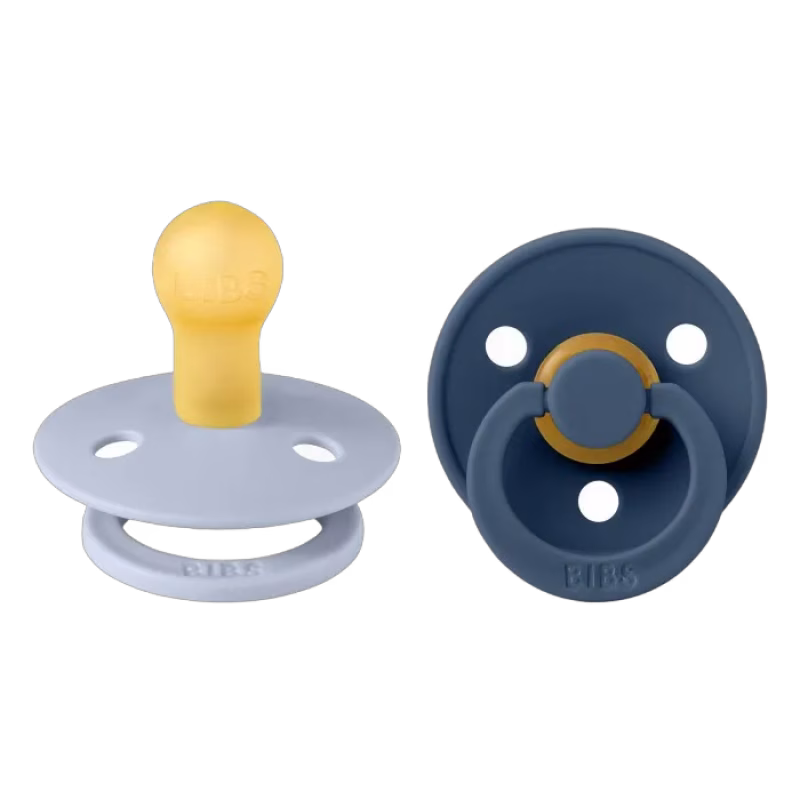 BIBS Colour 2-pack Latex Napp 0-6 mån (Dusty Blue/Steel Blue)