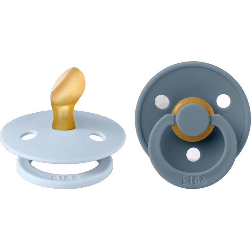 BIBS Colour Napp 2-pack Latex Stl 1 Anatomisk, Baby Blue/Petrol