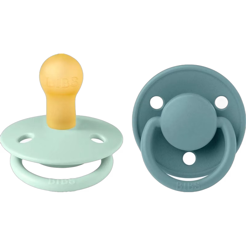 BIBS De Lux Napp 2-pack Latex Stl 1 Rund, Nordic Mint/Island Sea
