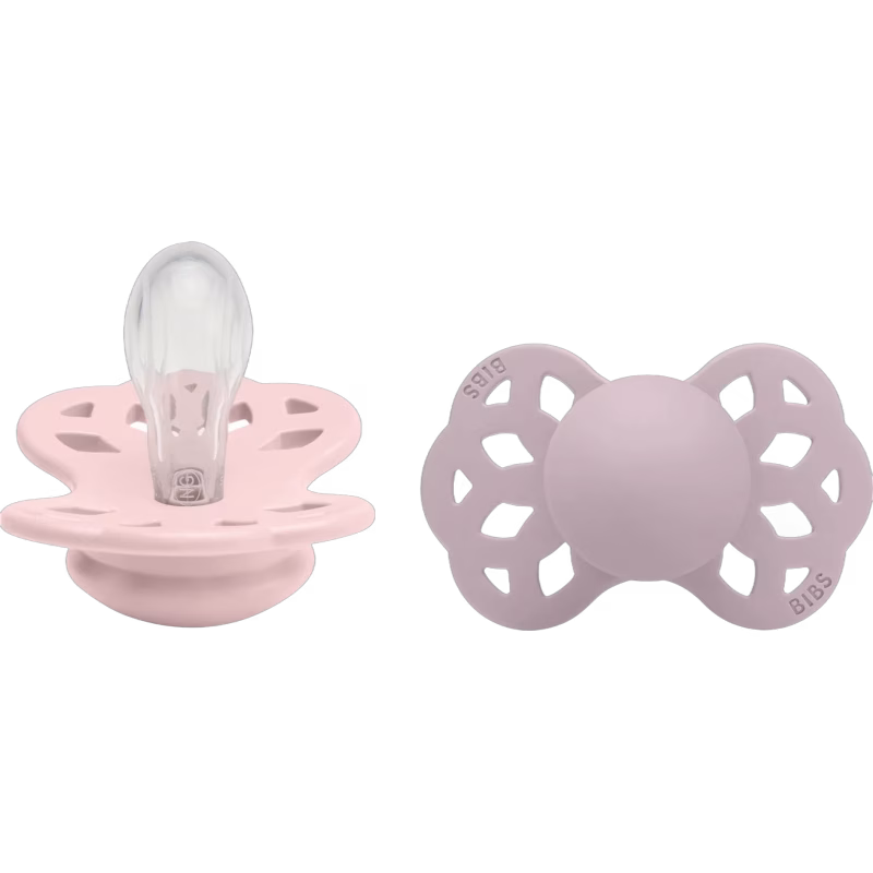 BIBS Infinity Napp 2-pack Silikon Stl 1 Symmetrisk, Blossom/Dusky Lilac
