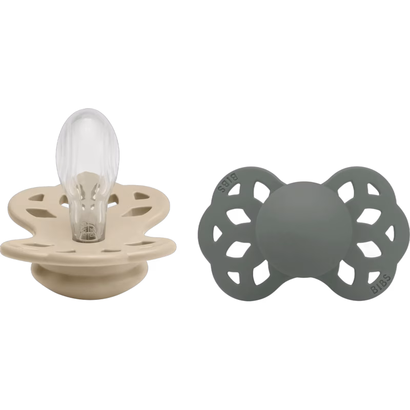 BIBS Infinity Nappar 2-Pack Silikon Stl 2 Symmetrisk, Vanilla/Pine