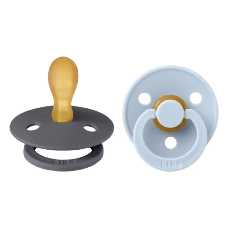 BIBS Napp Colour 2-pack Latex symmetrisk Iron/Baby Blue