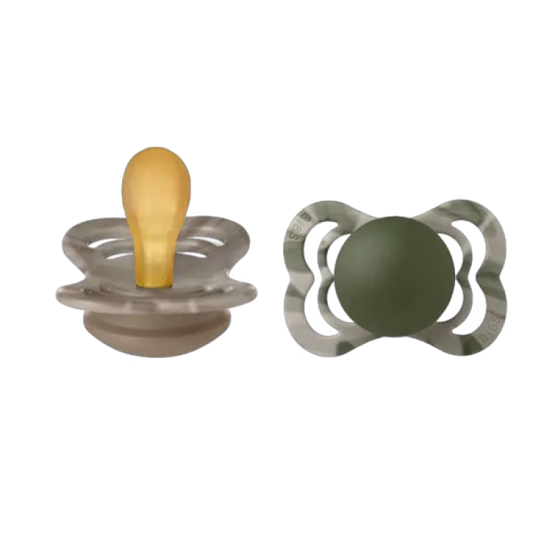BIBS napp Supreme latex 2-pack 0-6 mån, camo green mix