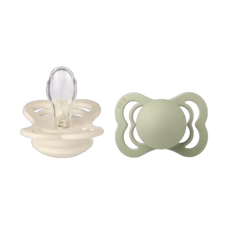 BIBS napp Supreme silikon 2-pack 0-6 mån ivory/sage