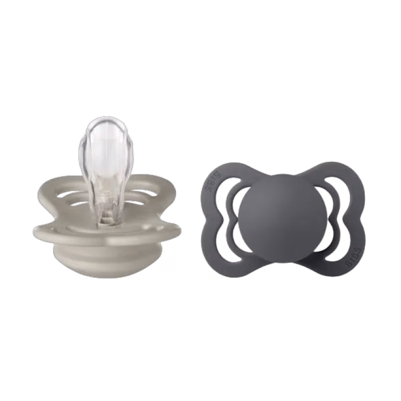 BIBS napp Supreme silikon 2-pack 0-6 mån sand/iron
