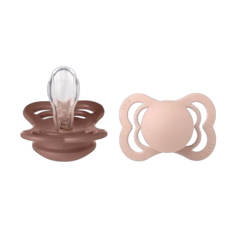 BIBS napp Supreme silikon 2-pack 0-6 mån woodchuck/blush