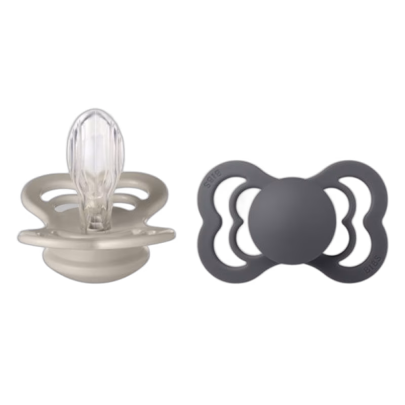 BIBS napp Supreme silikon 2-pack 6+ mån sand/iron