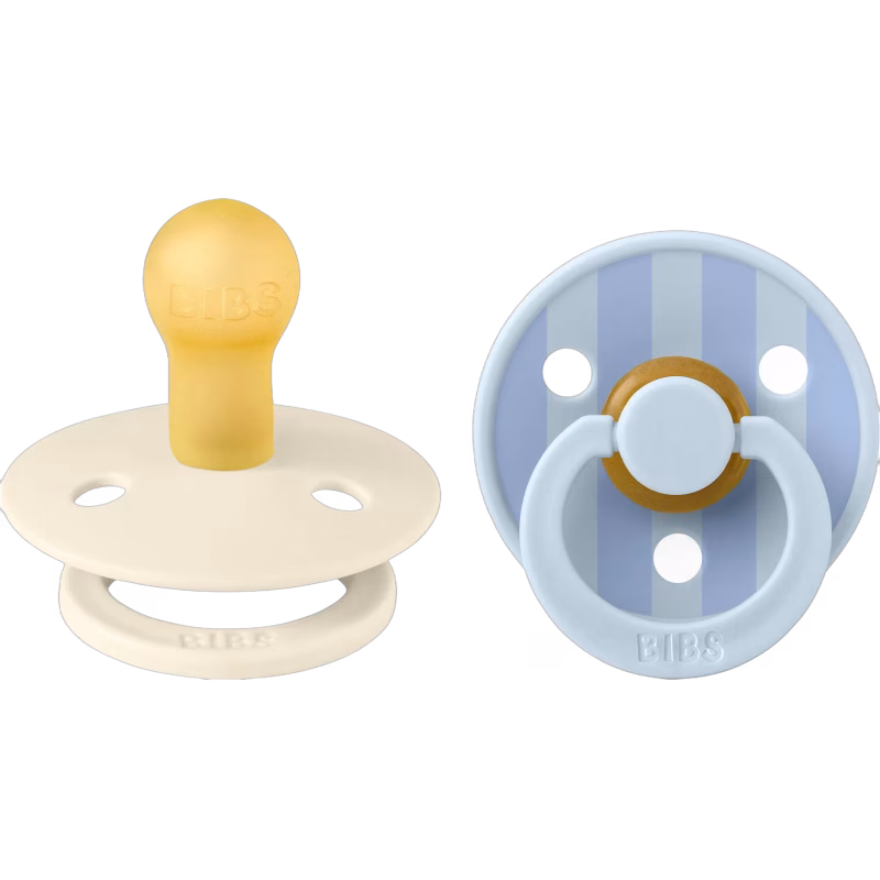 BIBS Studio Colour Block Napp 2-Pack Latex Stl 1, Baby Blue Dusty Blue Mix