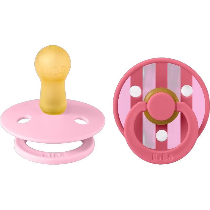 BIBS Studio Colour Block Napp 2-Pack Latex Stl 2, Baby Pink Coral Mix