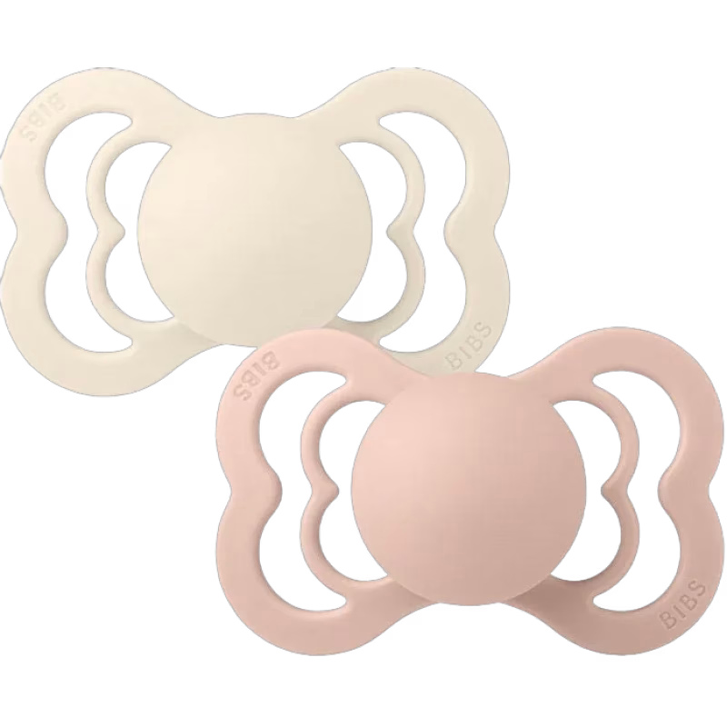 BIBS Supreme Napp 2-pack Latex Stl 1 Symmetrisk, Ivory/Blush