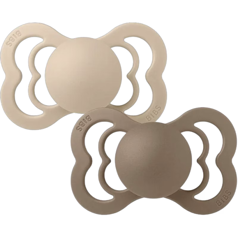 BIBS Supreme Napp 2-pack Latex Stl 1 Symmetrisk, Vanilla/Dark Oak