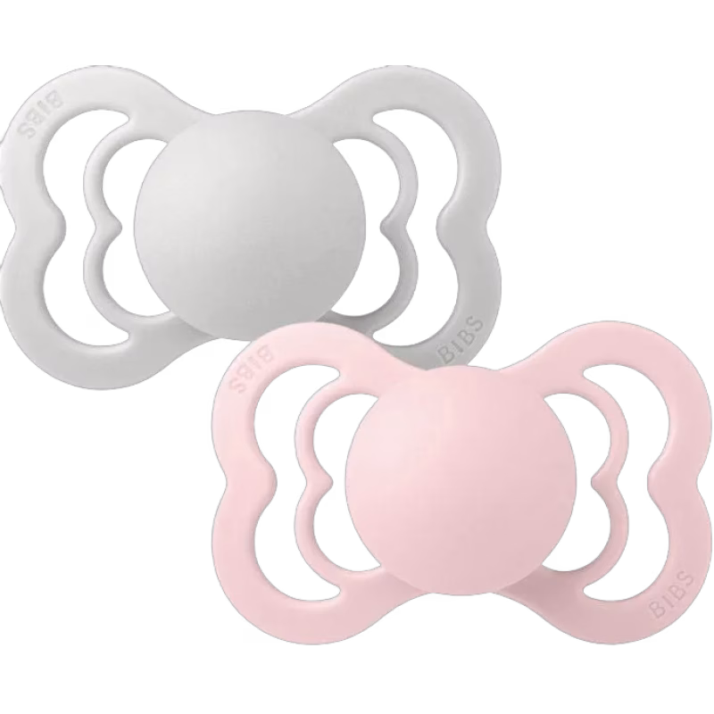 BIBS Supreme Napp 2-pack Silikon Stl 1 Symmetrisk, Haze/Blossom