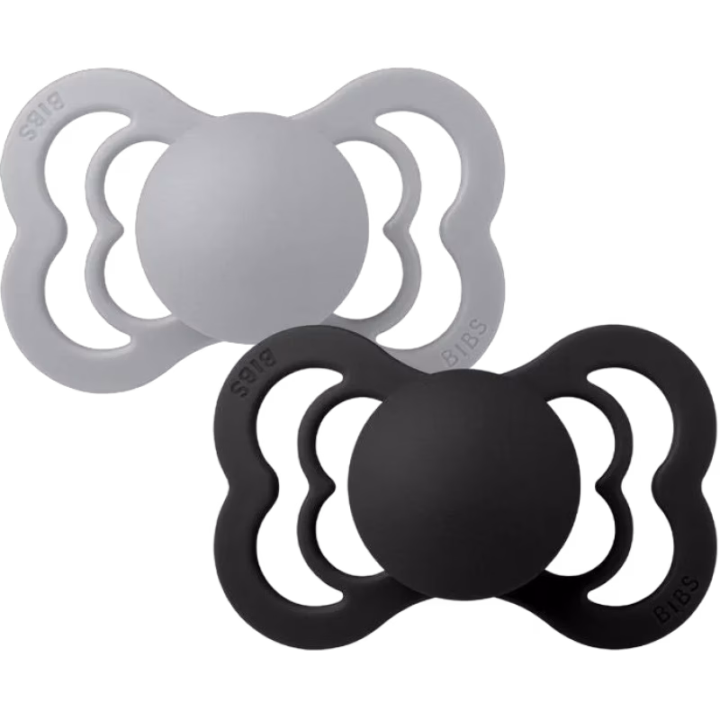 BIBS Supreme Napp 2-pack Silikon Stl 2 Symmetrisk, Cloud/Black