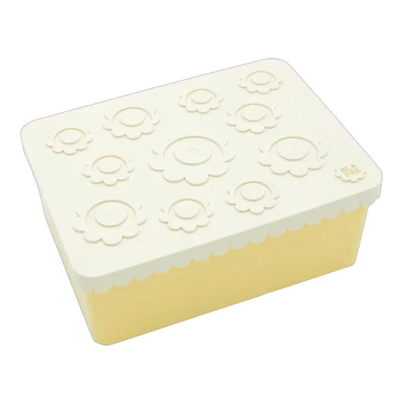 BLAFRE Matlåda 3 fack Blomster (Beige/Ljusgul)