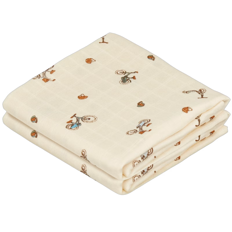 Cam Cam Copenhagen Muslinfiltar Mönstrade 2-Pack, Bicycles