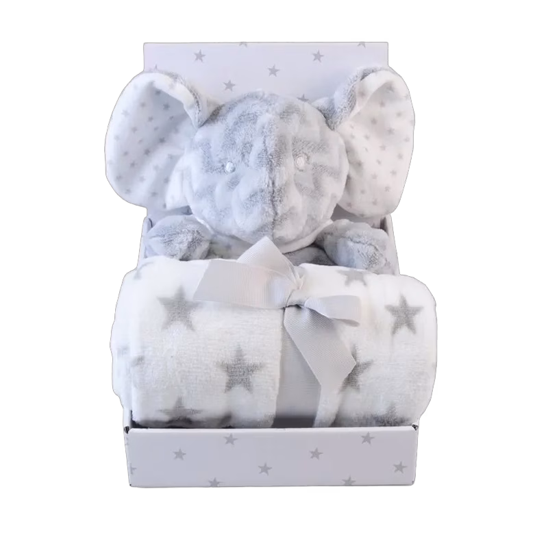 Carlobaby fleecefilt med gosedjur, elefant