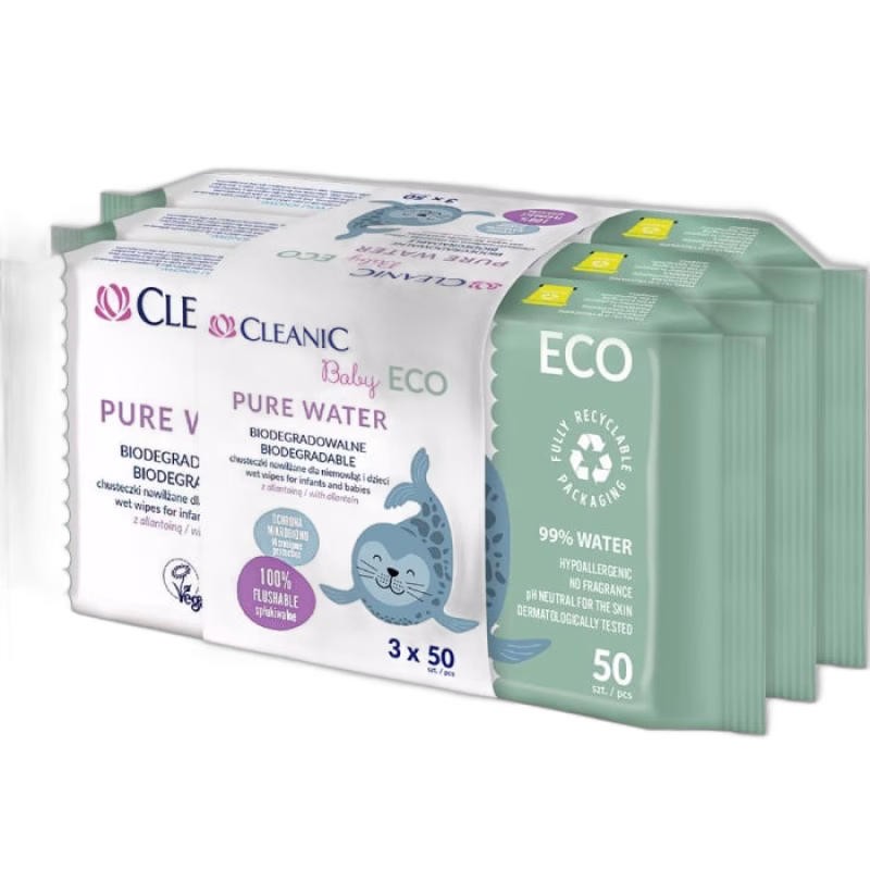 Cleanic Baby ECO Pure Water Våtservetter 3-pack