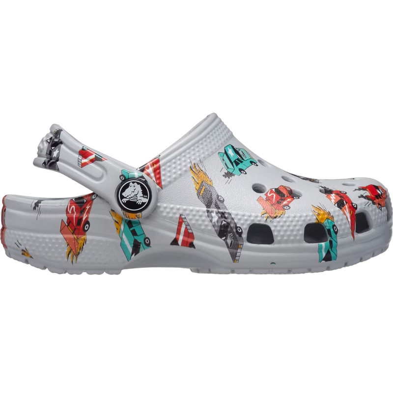 Crocs Classic Race Cars Graphic Kids Tofflor, Mirage/Multi, 20-21