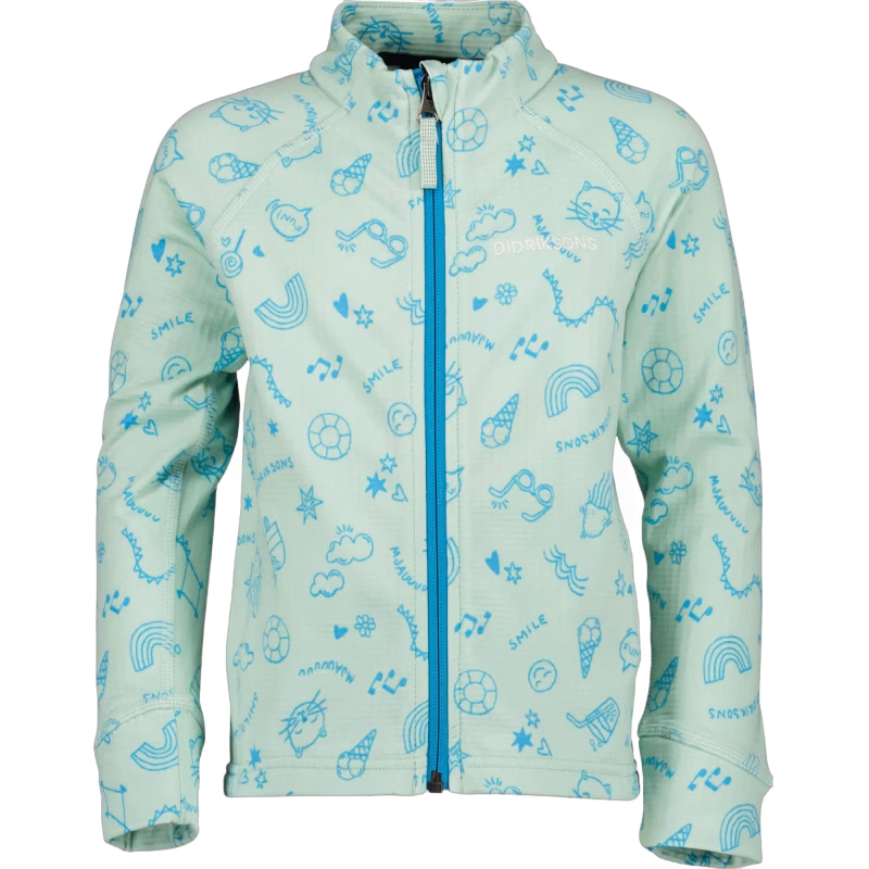 Didriksons Jadis Tröja med Dragkedja, Doodle Pale Mint, 110