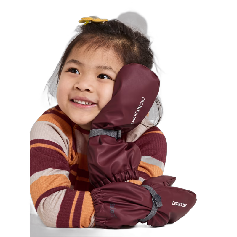 Didriksons Pileglove Fodrade Regnvantar, Anemon Red, 6 år