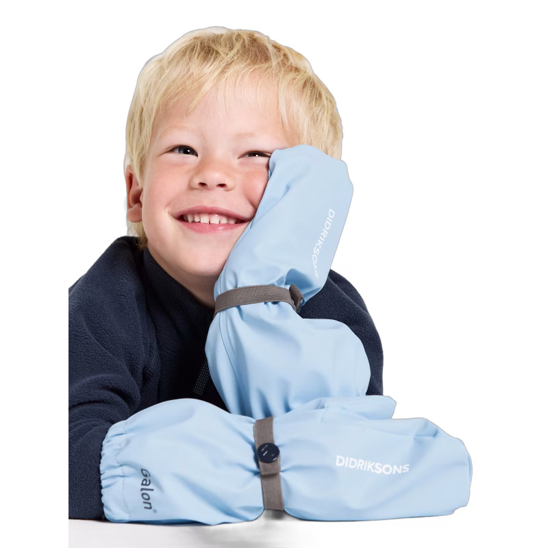Didriksons Pileglove Fodrade Regnvantar, Light Sea Blue, 4 år
