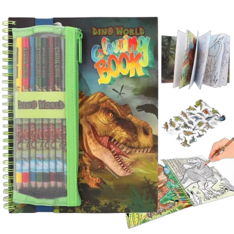 Dino World Målarbok med färgpennor