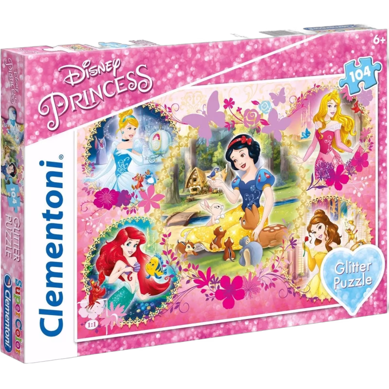 Disney Princess Glitter Pussel, 104 Bitar
