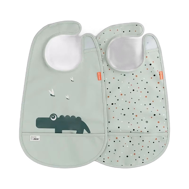 Done by Deer haklapp med kardborr 2-pack, Croco green