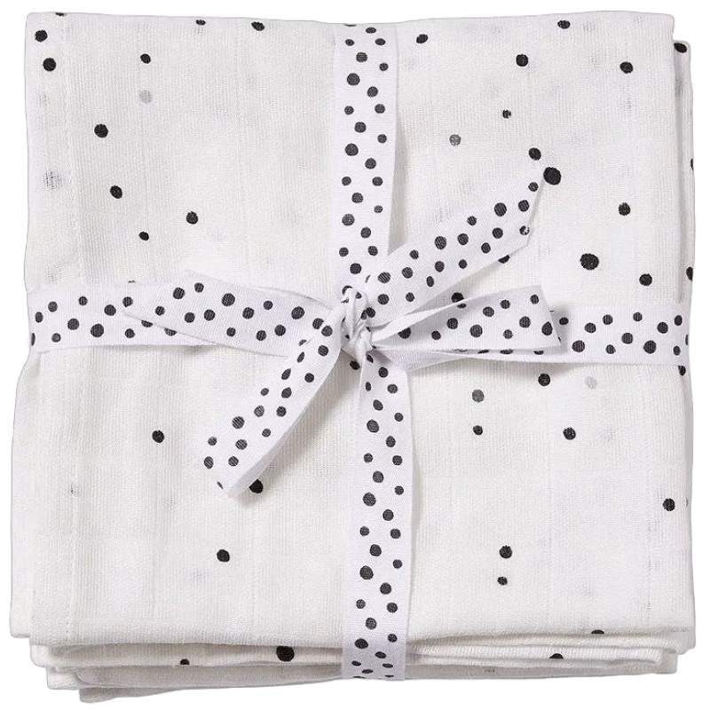 Done By Deer Muslinfilt Dreamy Dots 2-pack, White