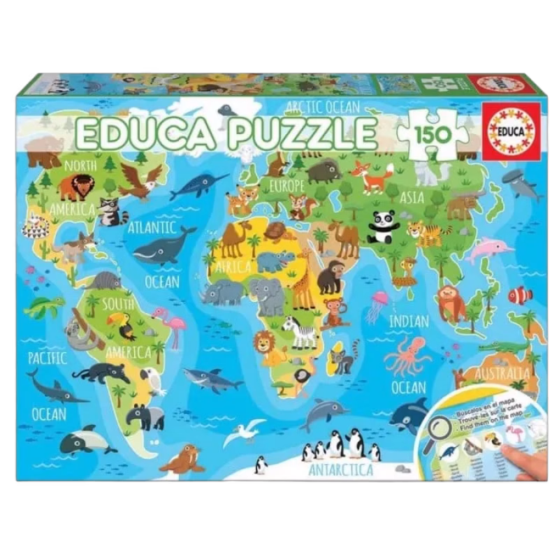 Educa World Map Animals Pussel (150-bitar)