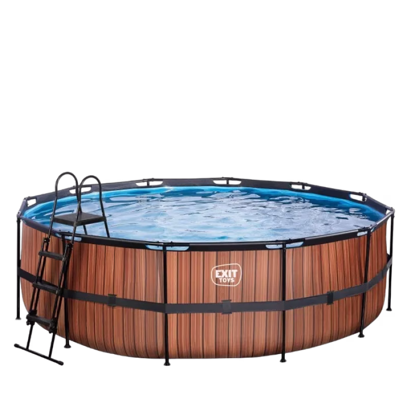 EXIT Wood pool 450x122cm med sandfilterpump (Brun)