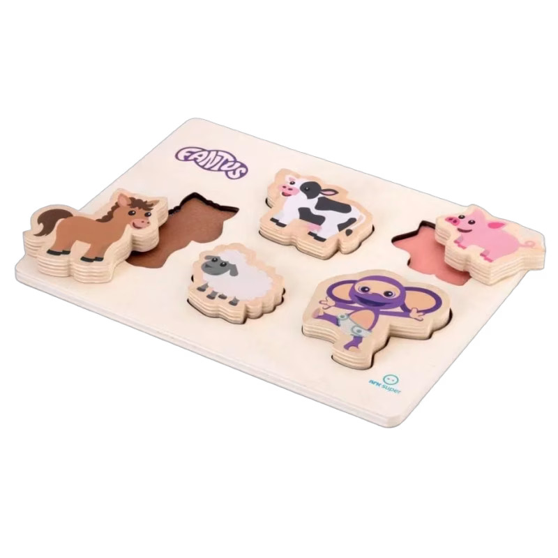 Fantorangen Fantus Träpussel Djur 5 Bitar