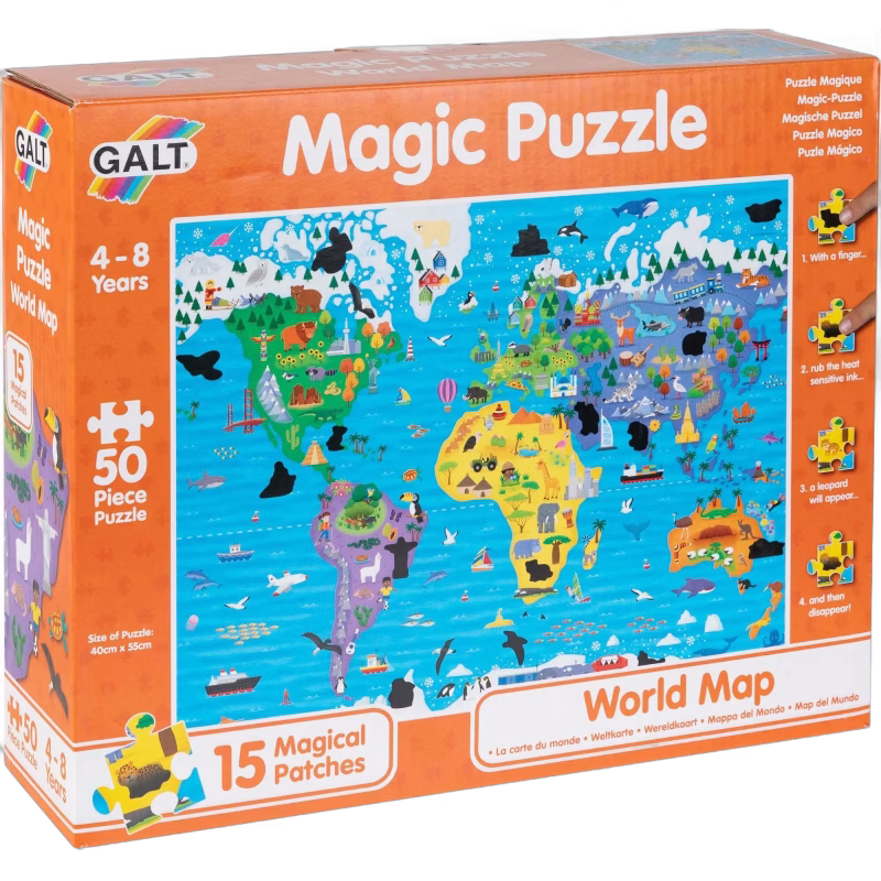 Galt Magiskt Pussel Världskarta 50 Bitar