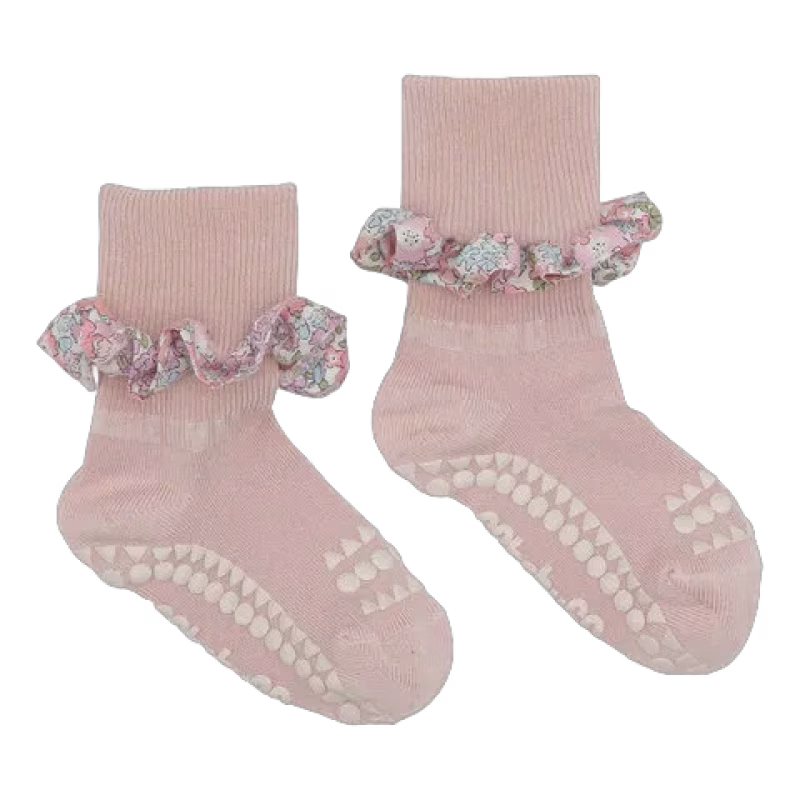 GoBabyGo Halkstrumpor med volang Soft Pink/Michelle pink