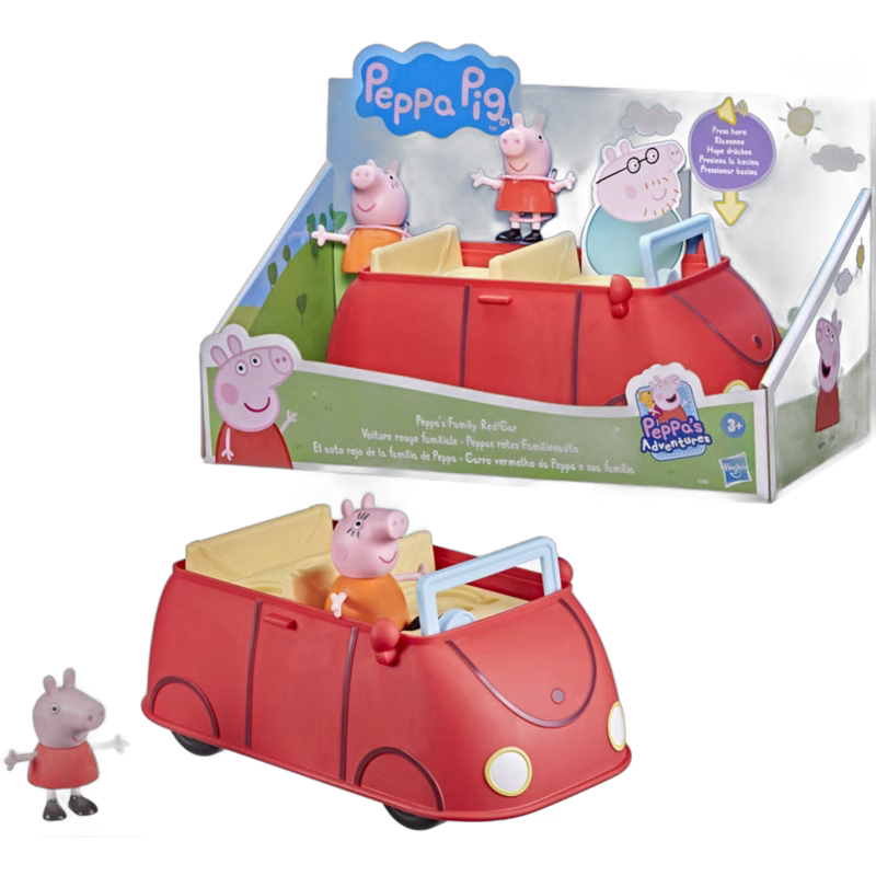 Greta Gris Gretas Familj Röd Bil Figurer