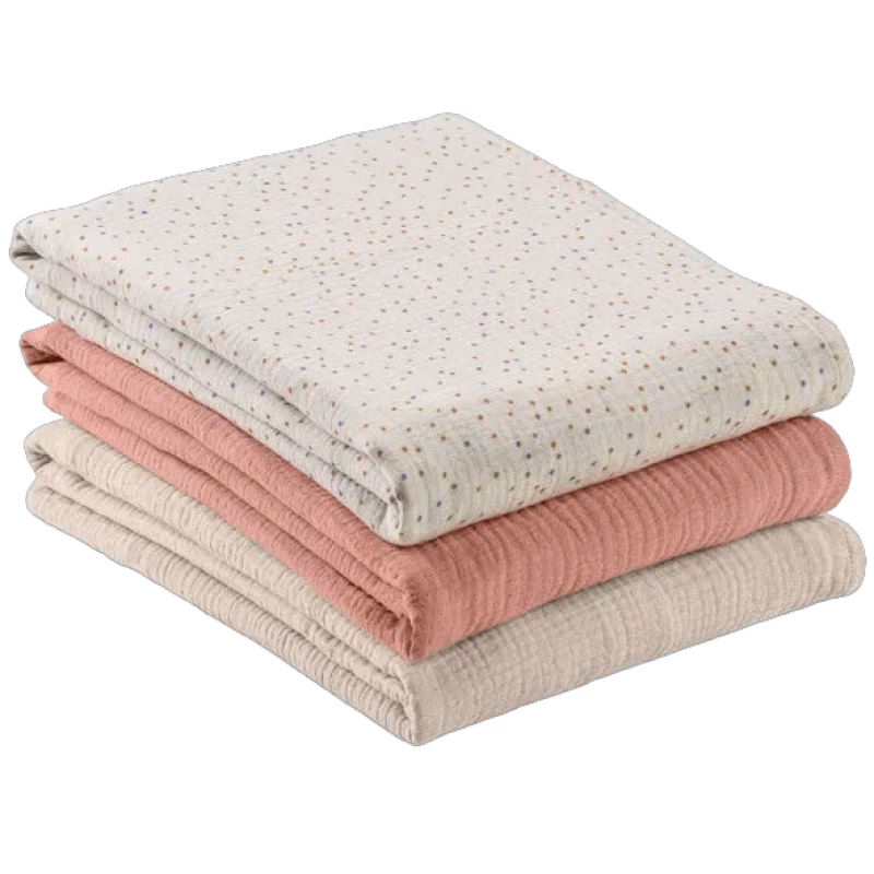 Hauck Cuddle N Clean Muslinfilt 3-Pack, Beige Dots/Cork/Beige