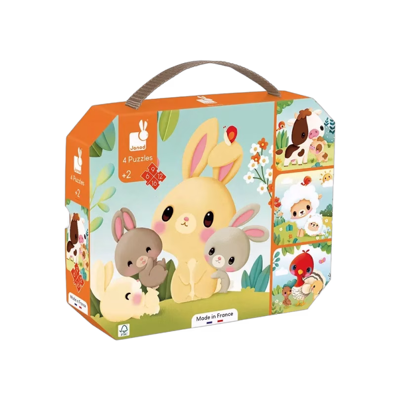 Janod Bondgårdsdjur Pussel med Progressiv Svårighetsgrad 4-i-1 43 Bitar