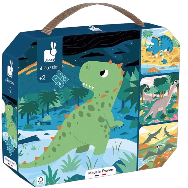 Janod Dinosaurie Pussel med Progressiv Svårighetsgrad 4-i-1 43 Bitar