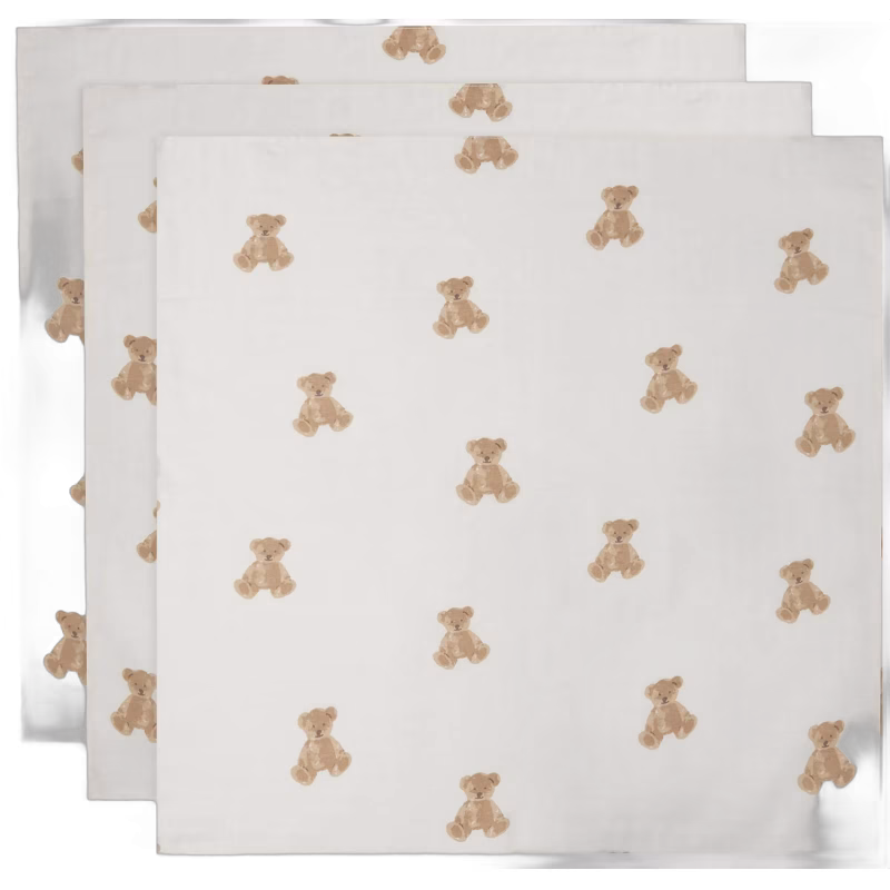 Jollein Muslinfilt 3-Pack, Teddy Bear