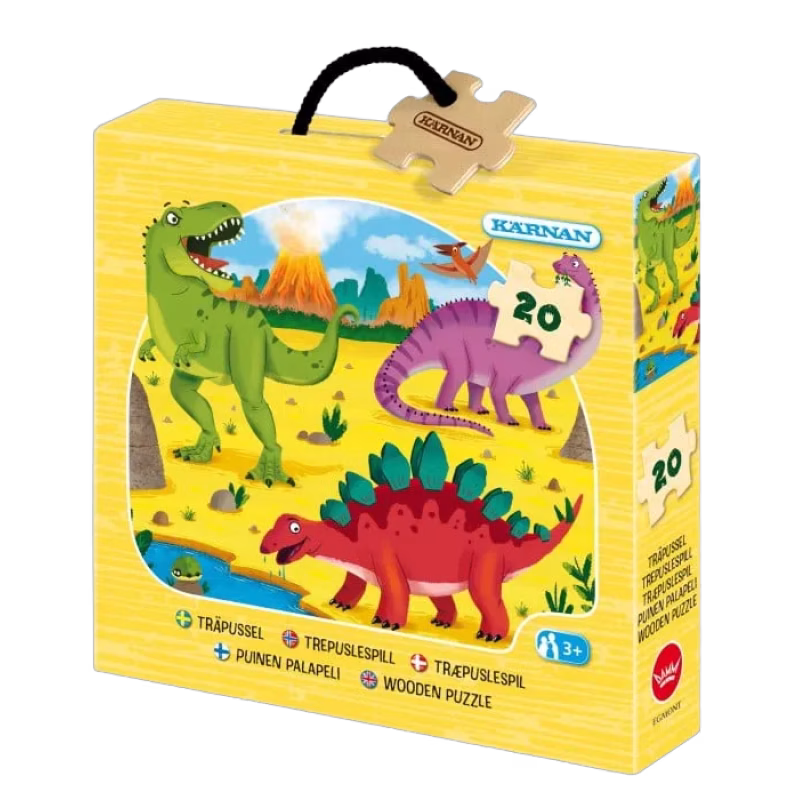 Kärnan Dinosaurier Askpussel i trä (20-bitar)