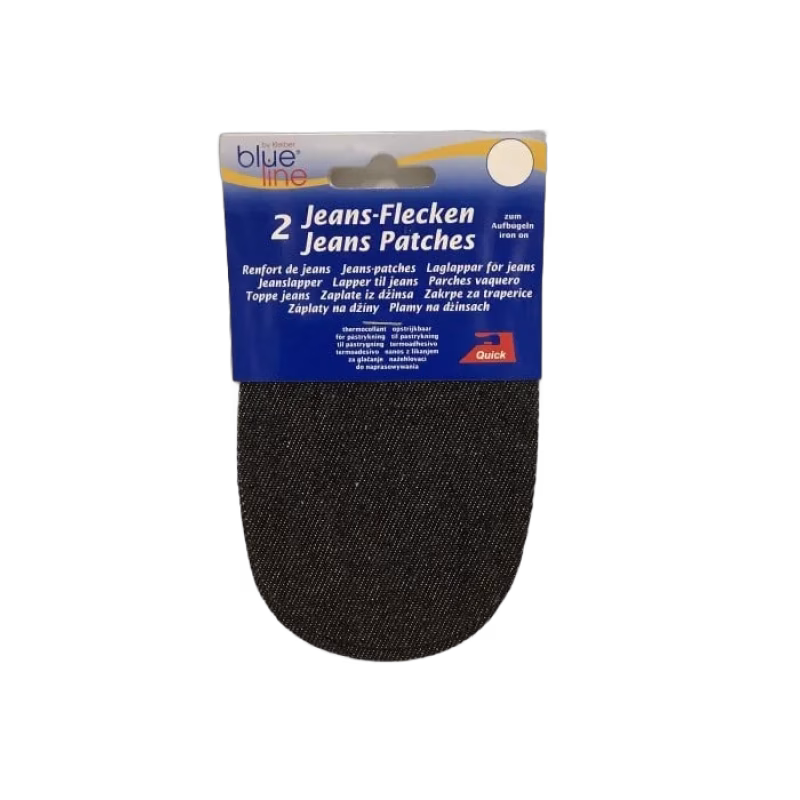 Laglappar till jeans, 2-pack Svart 15x10 cm