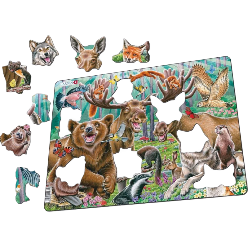 Larsen Selfie Glada Djur I Skogen Rampussel 42 Bitar