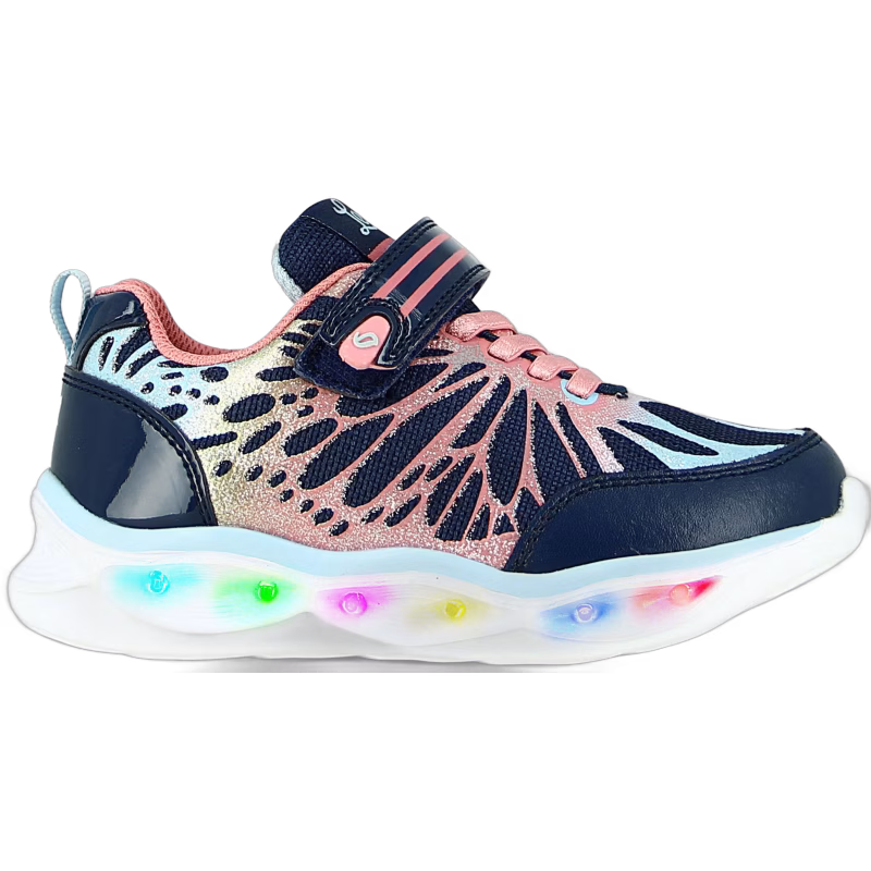 Leaf Malmen Blinkande Sneakers, Navy/Pink, 26